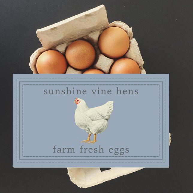 Sticker Rectangulaire Carton d'œufs frais de la ferme Bleu poussiéreux (Créateur téléchargé)