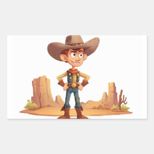 Sticker Rectangulaire Cartoon Cowboy