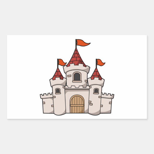 Sticker Rectangulaire Cartoon rouge et blanc Château médiéval avec drape (Devant)