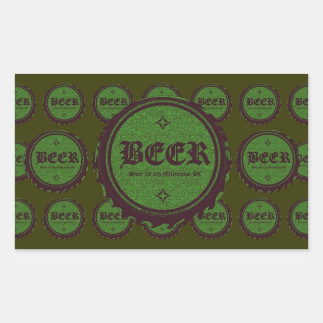 Sticker Rectangulaire Casquette de bouteille de bière vert (Devant)