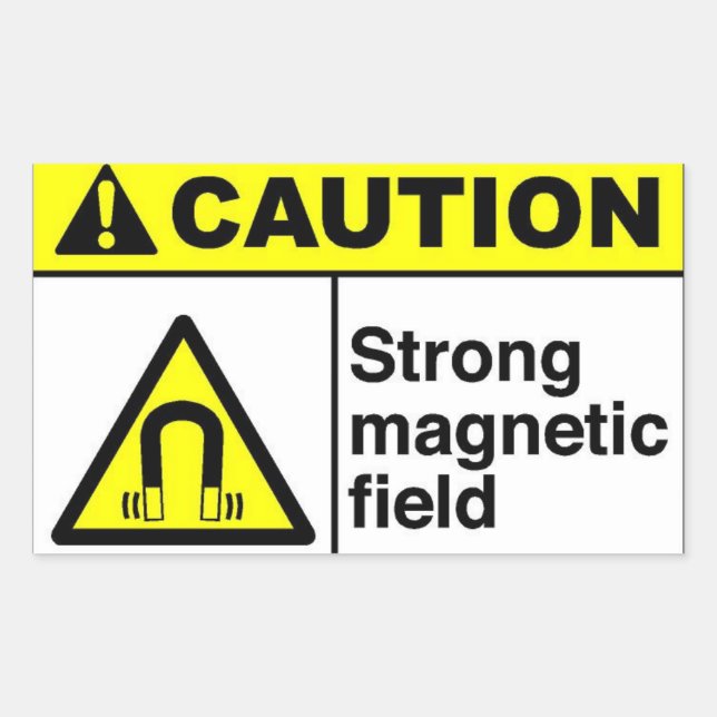 Sticker Rectangulaire CAUTION Champ magnétique (Devant)