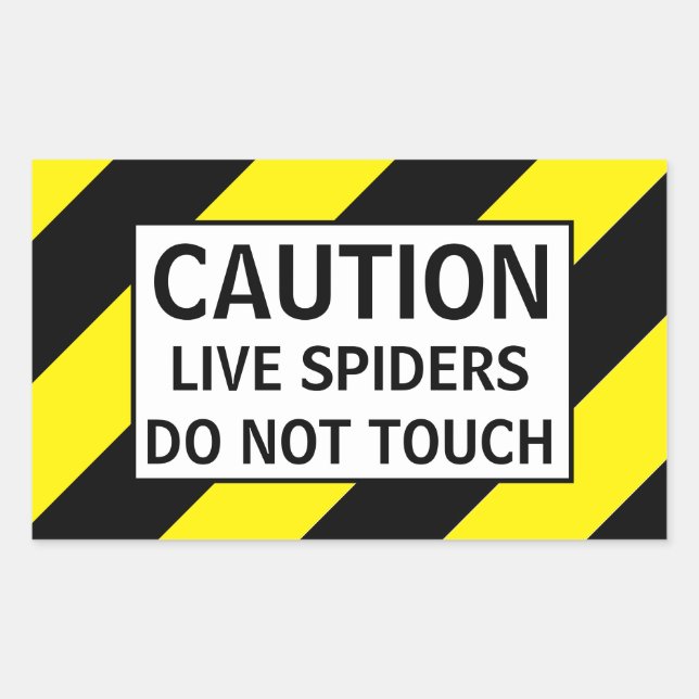 STICKER RECTANGULAIRE CAUTION LIVE SPIDERS (Devant)