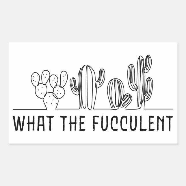 Sticker Rectangulaire Ce que le Cactus Succulent Line Art mème (Devant)