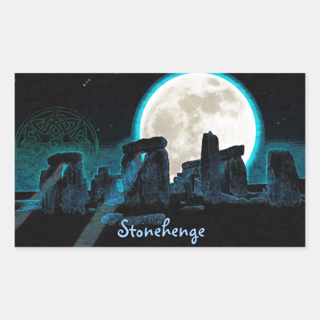 Sticker Rectangulaire Celtic Stonehenge, Moon & Stars Astronomy Royaume- (Devant)
