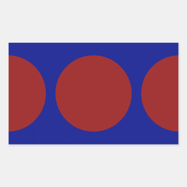 Sticker Rectangulaire Cercles rouges en bleu (Devant)