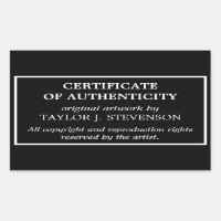 Certificat d'authenticité noir intemporel