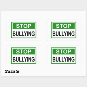 Sticker Rectangulaire Cesser le signe d'intimidation vert