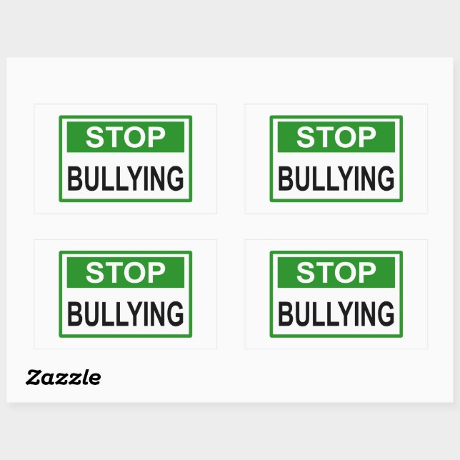 Sticker Rectangulaire Cesser le signe d'intimidation vert (Feuille)