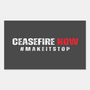 STICKER RECTANGULAIRE CESSEZ LE FEU MAINTENANT