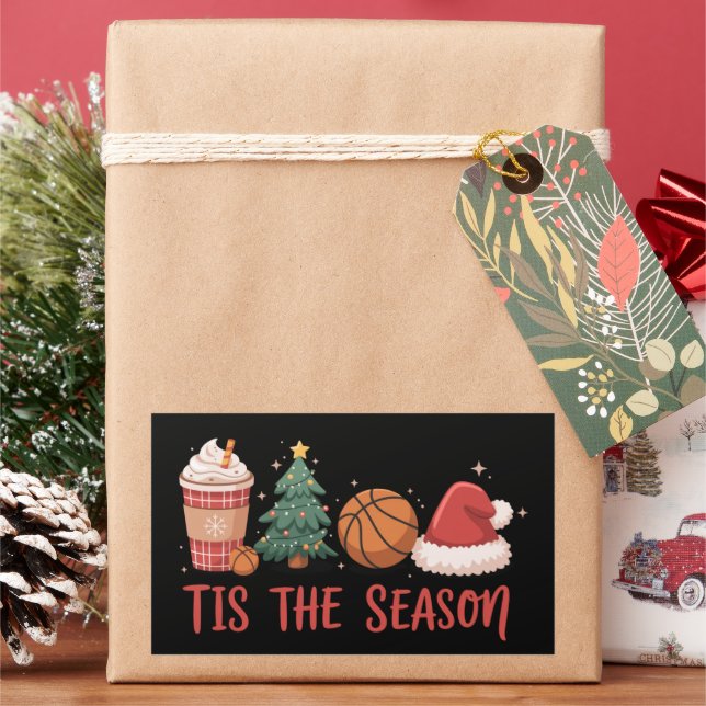 Sticker Rectangulaire C'Est La Saison Basketball Amant cadeau de Noël (vacances)