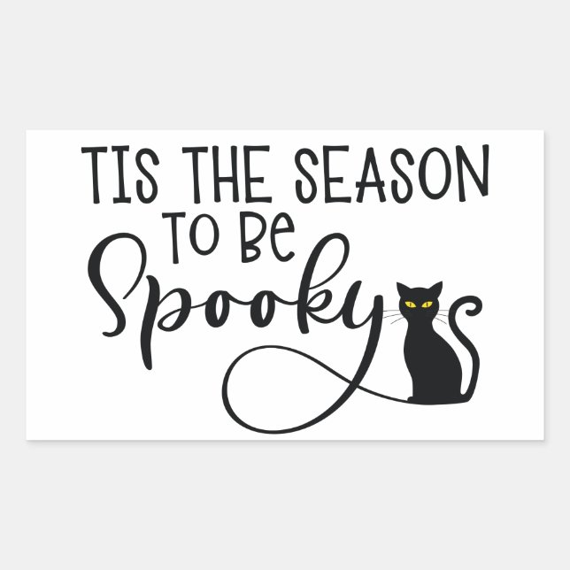 Sticker Rectangulaire C'Est La Saison D'Être Éffrayant Chat Noir | Hallo (Devant)