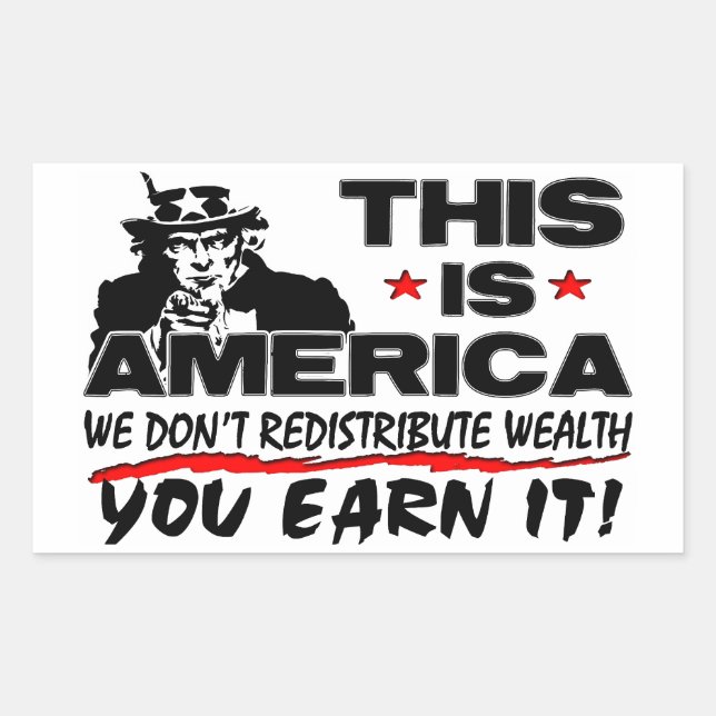 Sticker Rectangulaire C'est l'Amérique : nous ne redistribuons pas la ri (Devant)