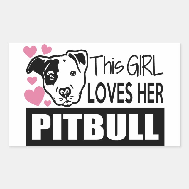 Sticker Rectangulaire Cette Fille Aime Son Pitbull (Devant)