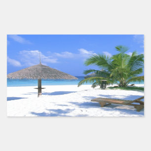 Sticker Rectangulaire Chaise de plage - bonheur d'été