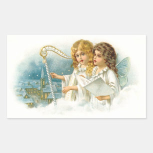Sticker Rectangulaire Chanter les anges de Noël