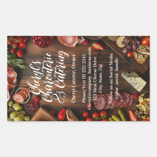 Sticker Rectangulaire Charcuterie Catering Party or Social Event Planner (Devant)