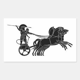 Sticker Rectangulaire Chariot (Chariot), dessin de relief grec