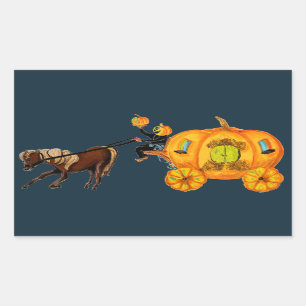 Sticker Rectangulaire Chariot creux somnolent de citrouille de cavalier