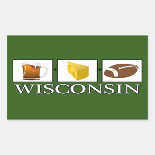 Sticker Rectangulaire Chariot de bière Football Wisconsin