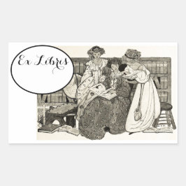 Sticker Rectangulaire Charming Personnalisable Ex Libris Bibliothèque Pl