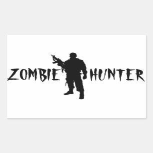 STICKER RECTANGULAIRE CHASSEUR DE ZOMBIES -AUTOCOLLANTS