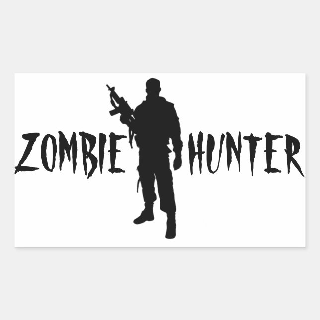 STICKER RECTANGULAIRE CHASSEUR ZOMBIE -STICKER (Devant)