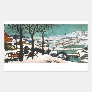 Sticker Rectangulaire Chasseurs dans le paysage de neige Pieter Bruegel