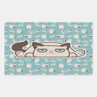 Sticker Rectangulaire Chat Cranky Kitty Lying Plat