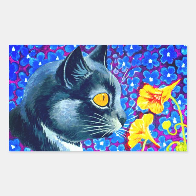 Sticker Rectangulaire Chat en fleurs (Devant)