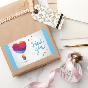 Sticker Rectangulaire Chat et ballon d'amour