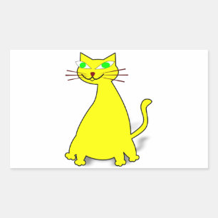 Sticker Rectangulaire Chat gras jaune