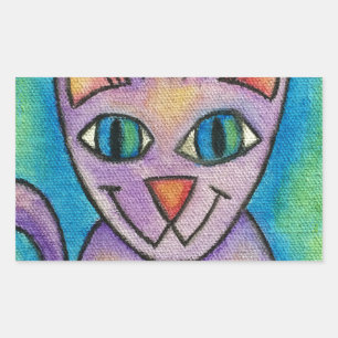 Sticker Rectangulaire Chat Kitty violet rose