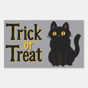 Sticker Rectangulaire Chat noir d'Halloween mignonne Trick ou traitement