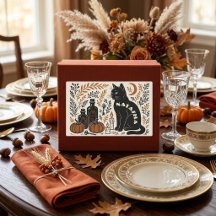 Chat noir mystique croissant de lune botanique vin