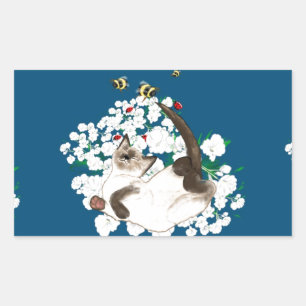 Sticker Rectangulaire Chat siamois joueur
