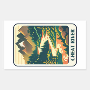 Sticker Rectangulaire Cheat River West Virginia Colors
