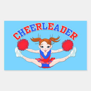 Sticker Rectangulaire Cheerleaders, Pom-pom girl volant