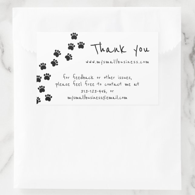 Sticker Rectangulaire chemin d'accès paw merci informations professionne (Sac)