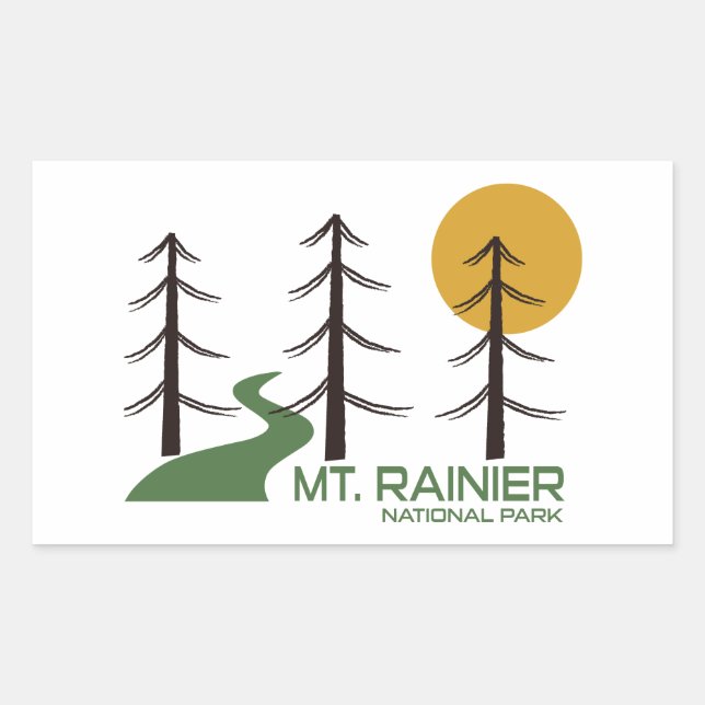 Sticker Rectangulaire Chemin du parc national du Mont-Rainier (Devant)