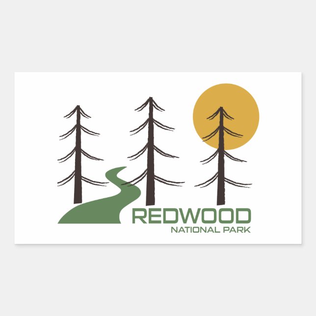 Sticker Rectangulaire Chemin du parc national Redwood (Devant)