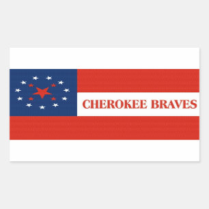 Sticker Rectangulaire Cherokee brave le drapeau, Etats-Unis