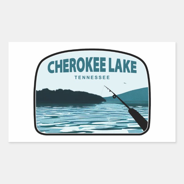 Sticker Rectangulaire Cherokee Lake Tennessee Fishing Rod (Devant)