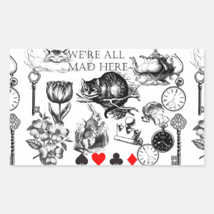 Sticker Rectangulaire Cheshire Chat classique alice au merveilleux fou