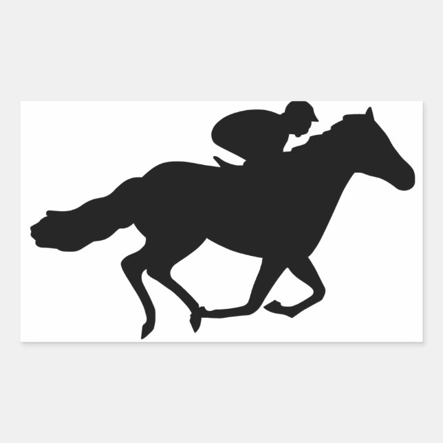 Sticker Rectangulaire Cheval de course (Devant)