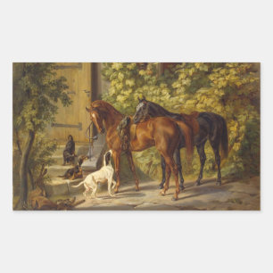 Sticker Rectangulaire Chevaux au porche