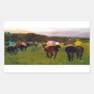 Sticker Rectangulaire Chevaux de course Edgar Degas à Longchamp