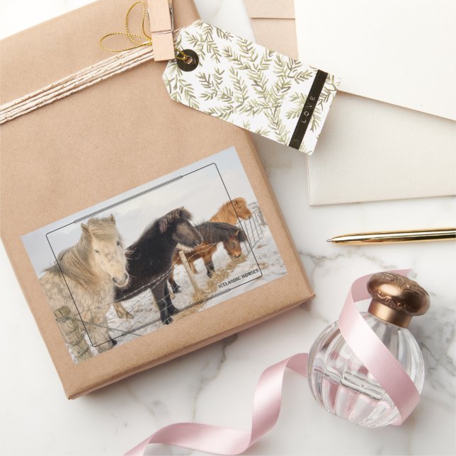 Sticker Rectangulaire Chevaux islandais (Cadeaux)