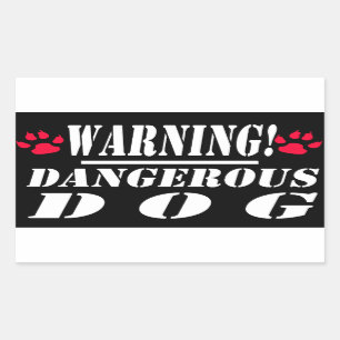 Sticker Rectangulaire Chien dangereux du panneau d'avertissement  