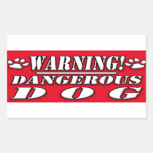 Sticker Rectangulaire Chien dangereux du panneau d'avertissement  