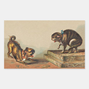 Sticker Rectangulaire Chien et Kitty en Pug merdique